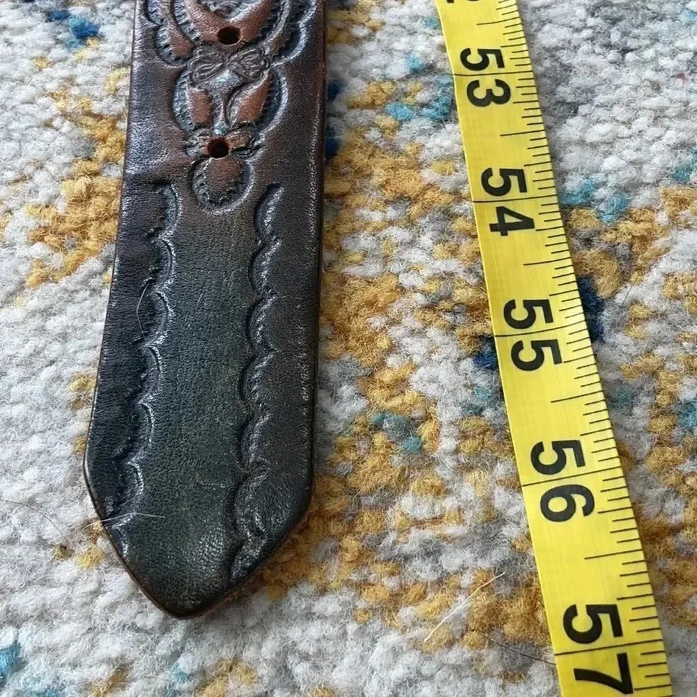 C & J Vintage leather belt TEXAS Lone Star State buckle Made in USA Western
